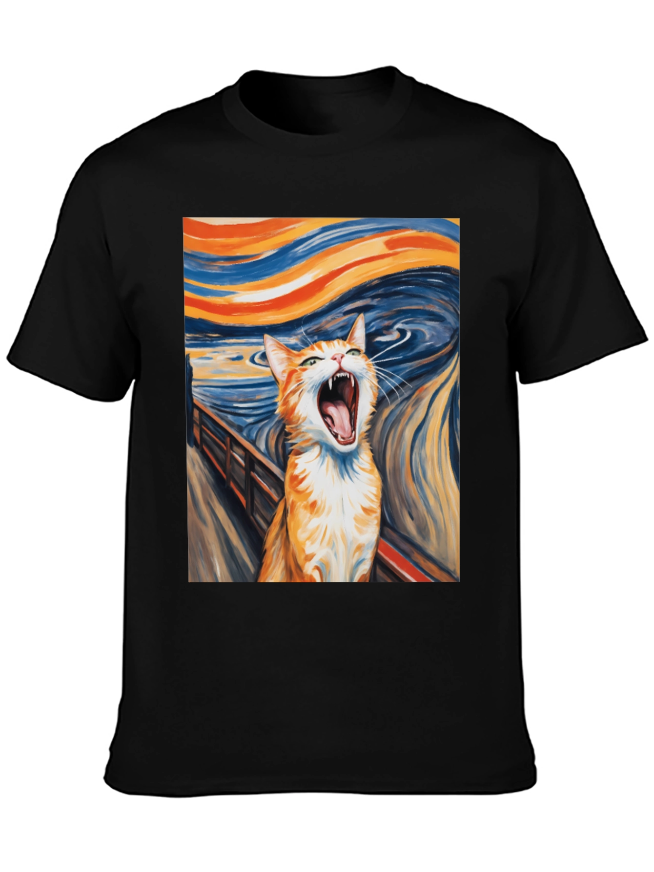 Cat Scream Art T-Shirt - Munch Inspired
