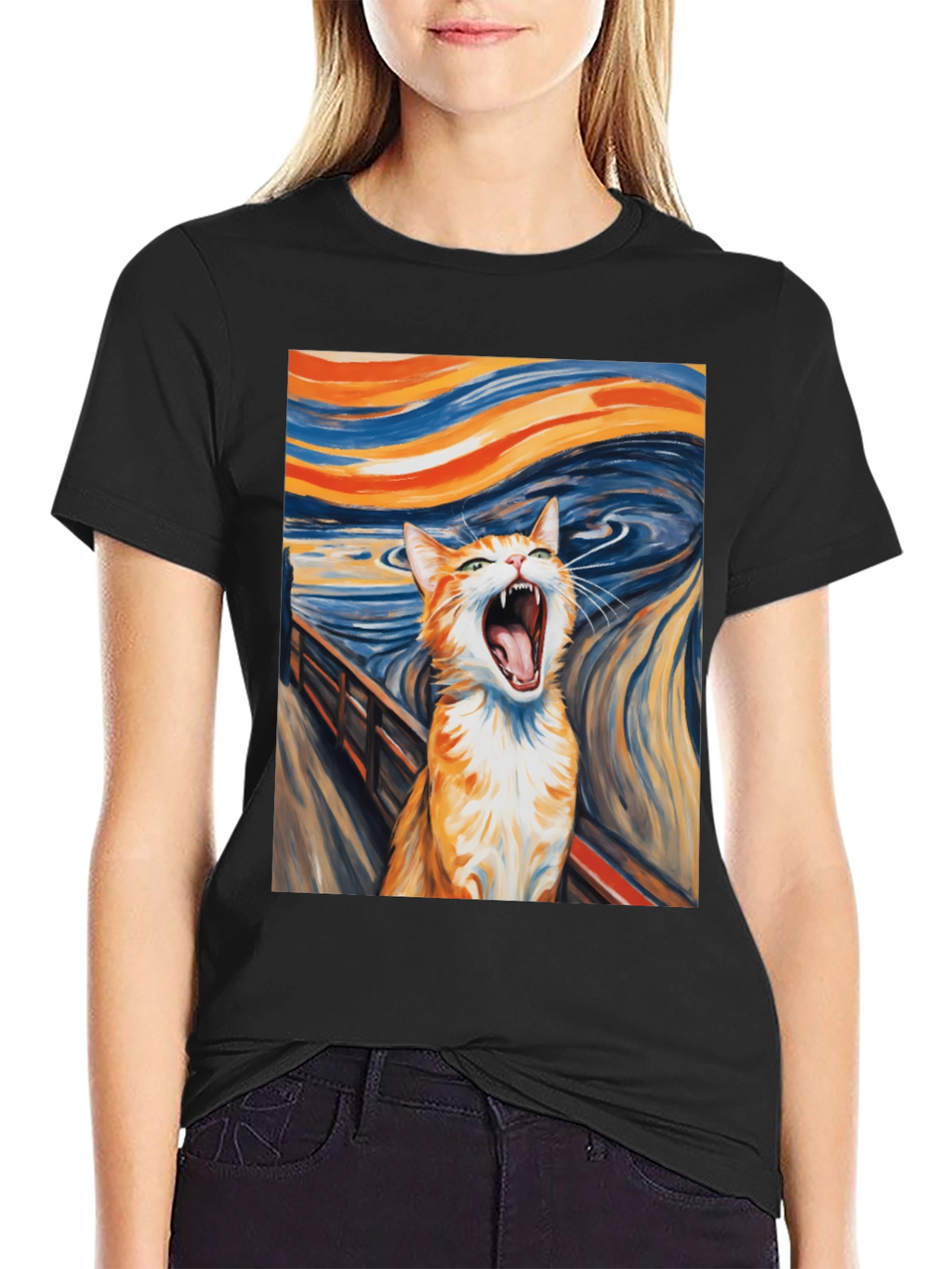 Cat Scream Art T-Shirt - Munch Inspired
