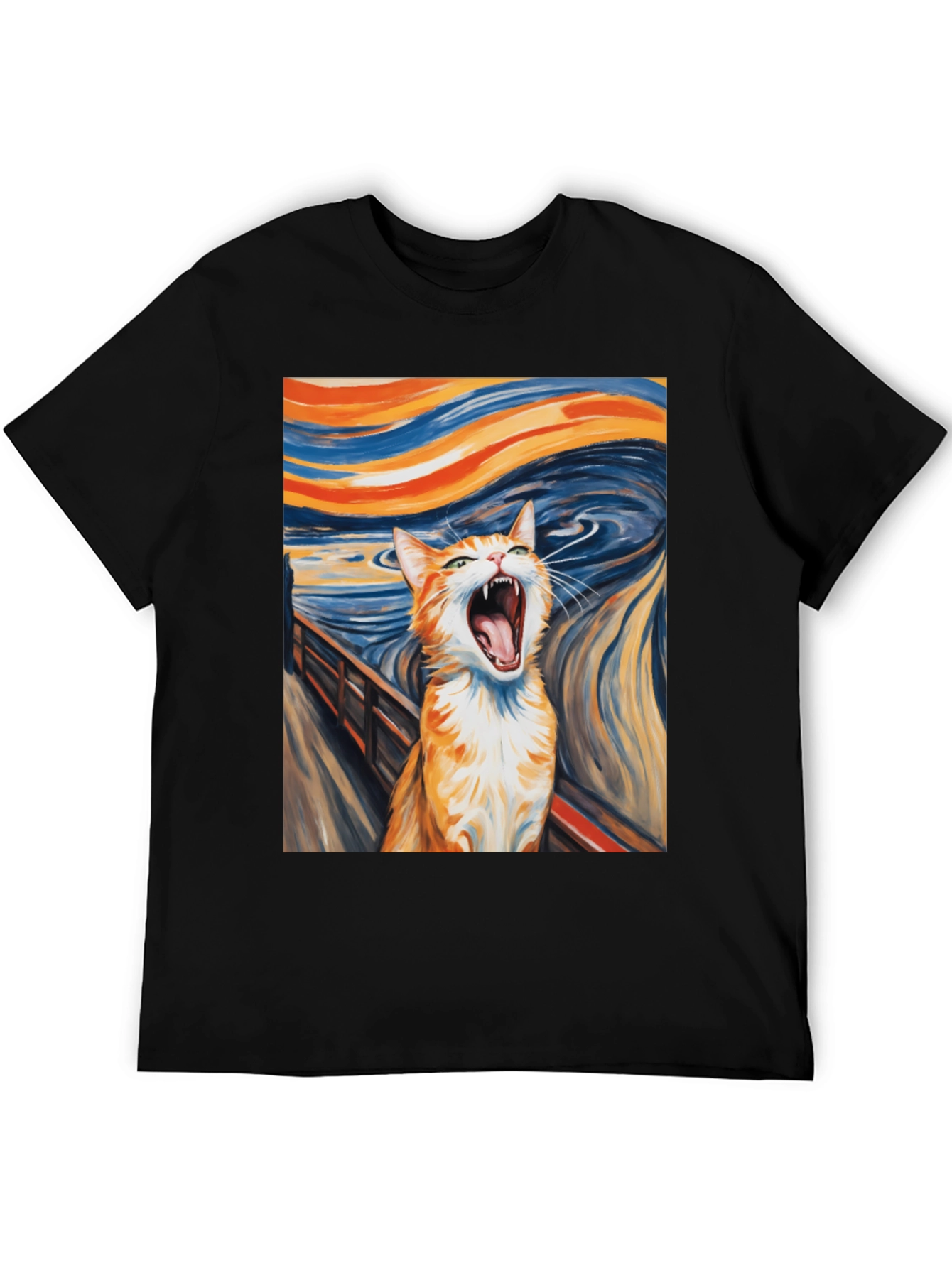 Cat Scream Art T-Shirt - Munch Inspired