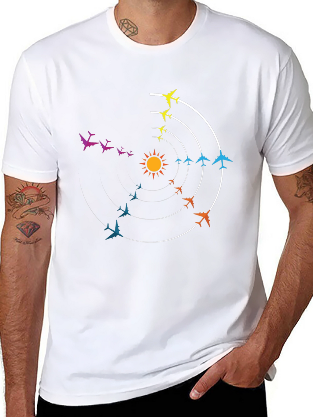 Circular Airplane Flight Path Graphic Tee