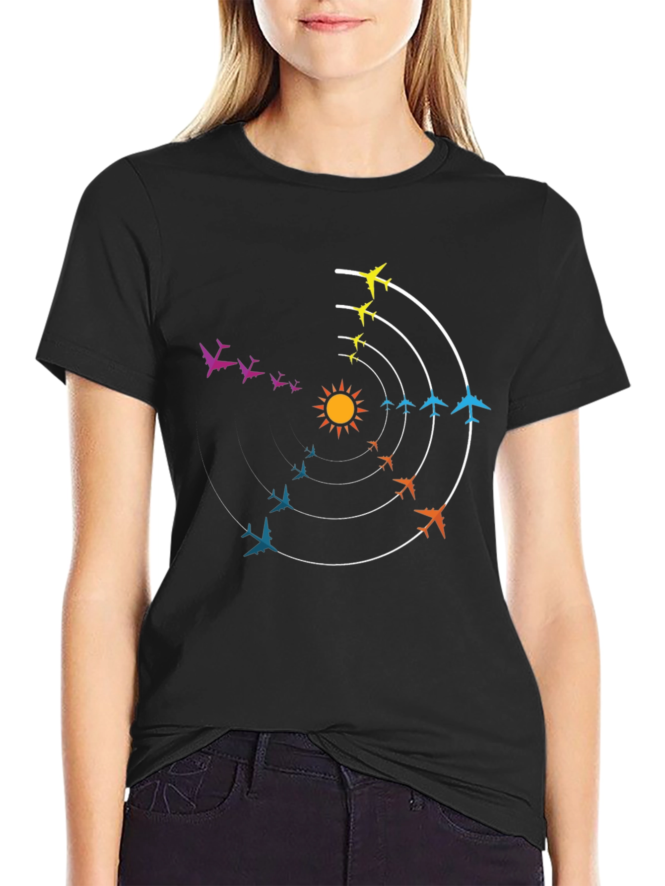 Circular Airplane Flight Path Graphic Tee
