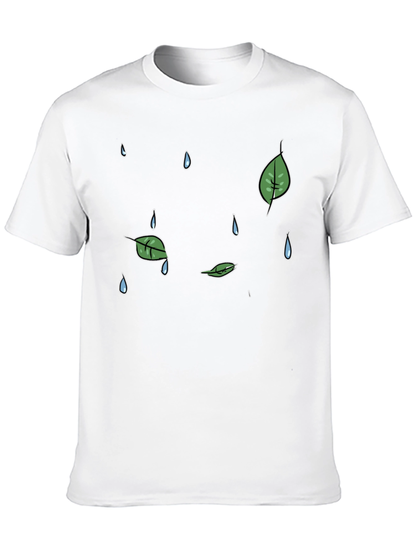 Mens Black Graphic T-Shirt - Rain & Leaves