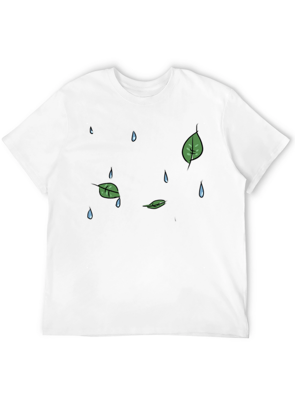 Mens Black Graphic T-Shirt - Rain & Leaves