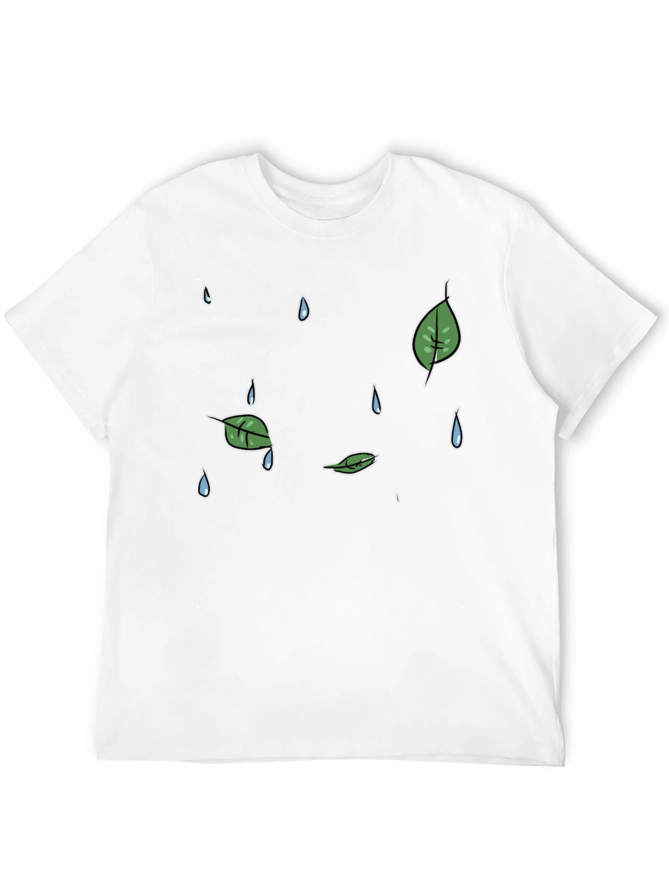 Mens Black Graphic T-Shirt - Rain & Leaves