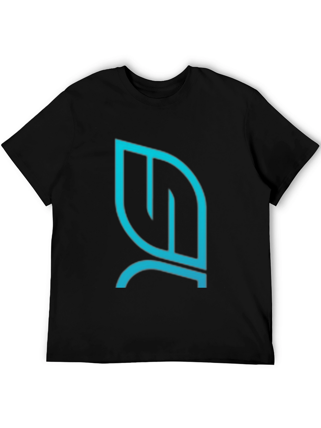 Modern Teal Leaf Logo Black T-Shirt
