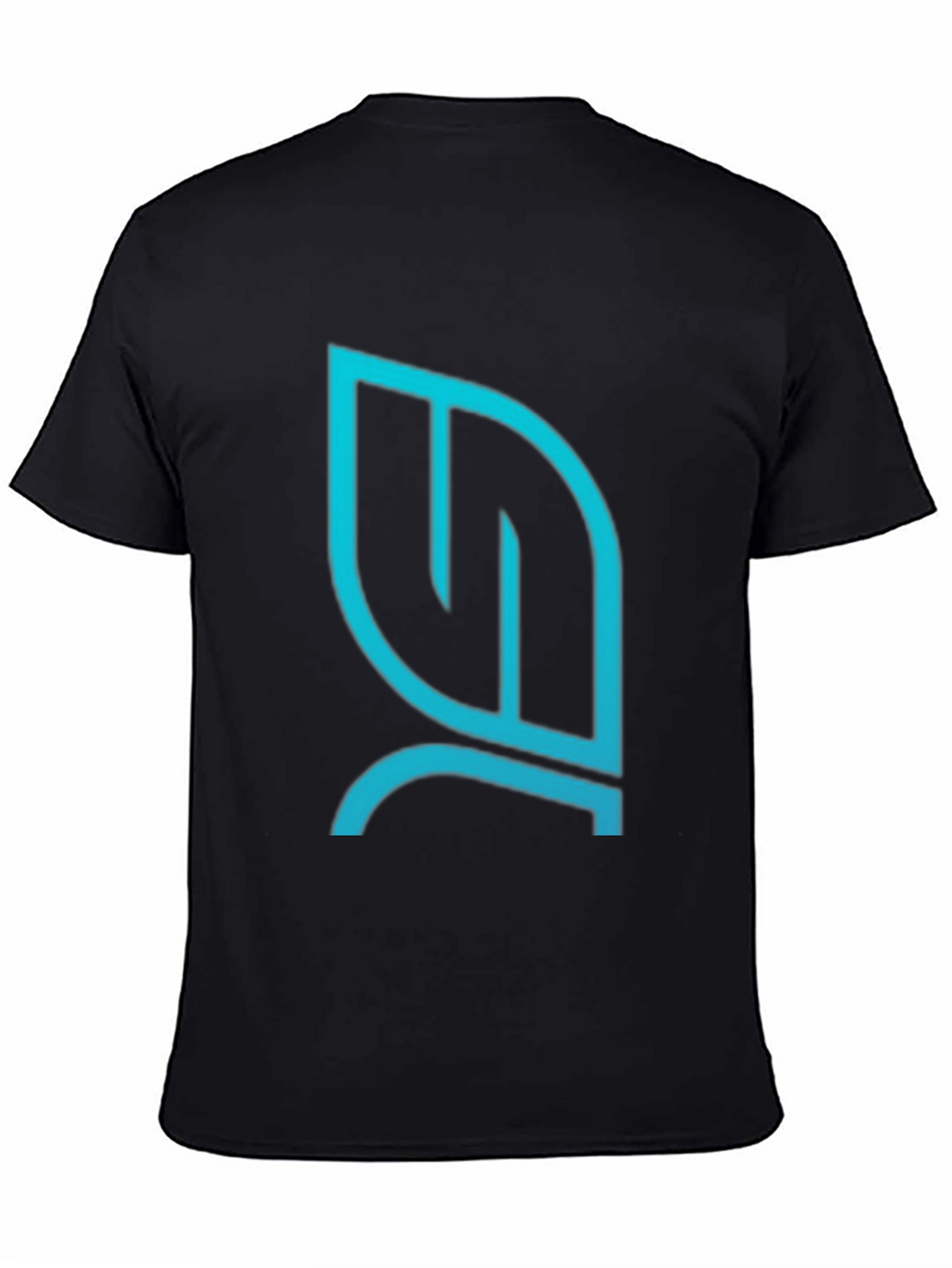 Modern Teal Leaf Logo Black T-Shirt