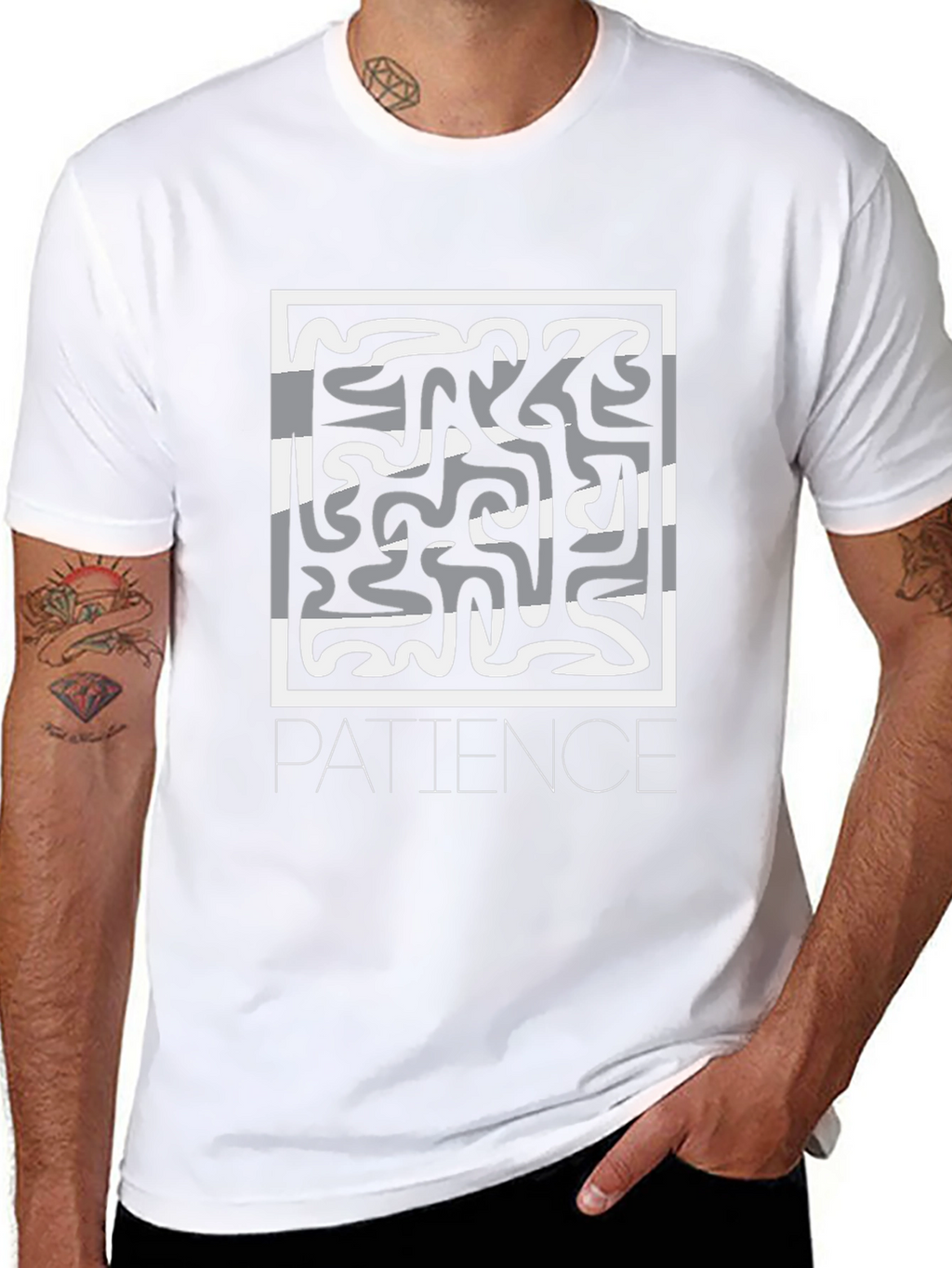 Patience Graphic Print Black Crew Neck T-Shirt