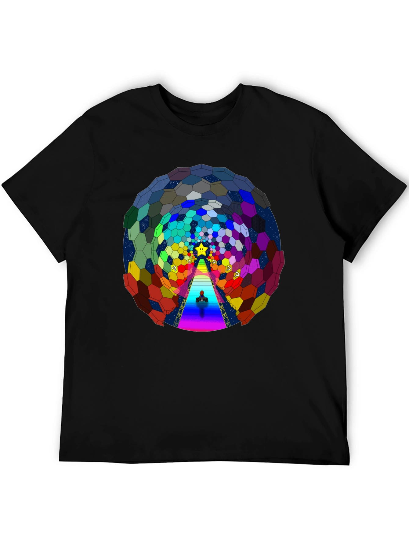 Psychedelic Hexagon Tunnel Black T-Shirt