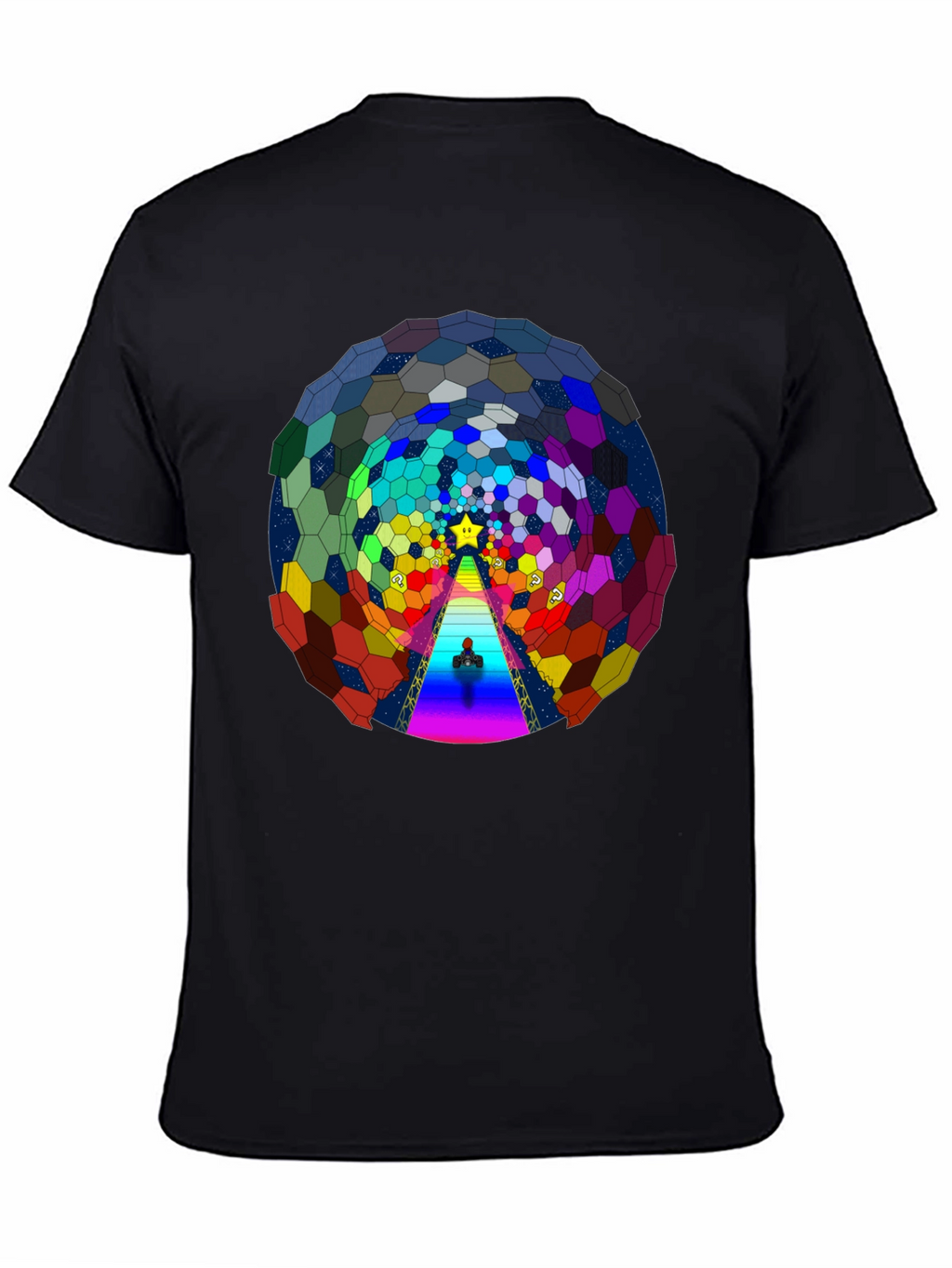 Psychedelic Hexagon Tunnel Black T-Shirt