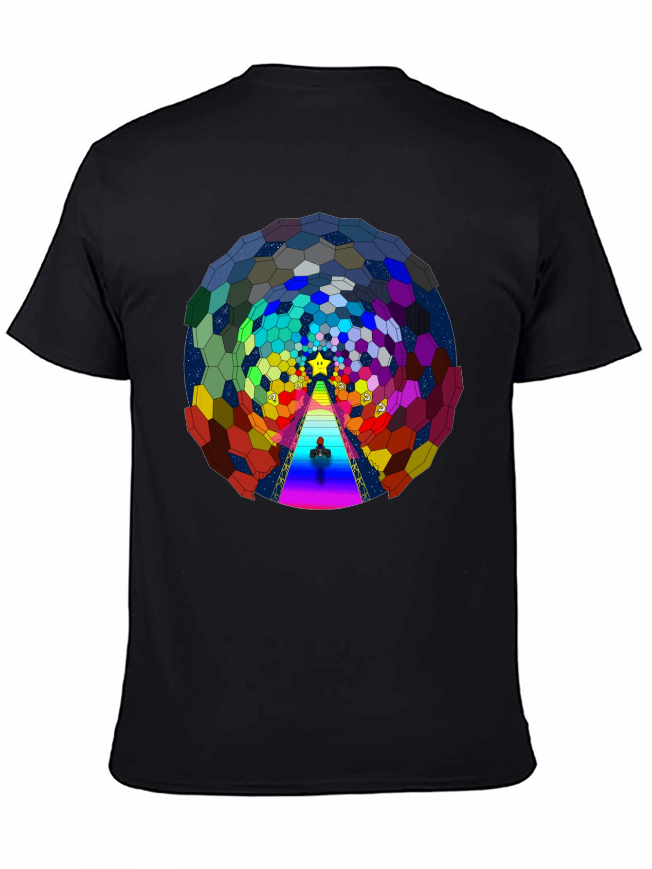Psychedelic Hexagon Tunnel Black T-Shirt