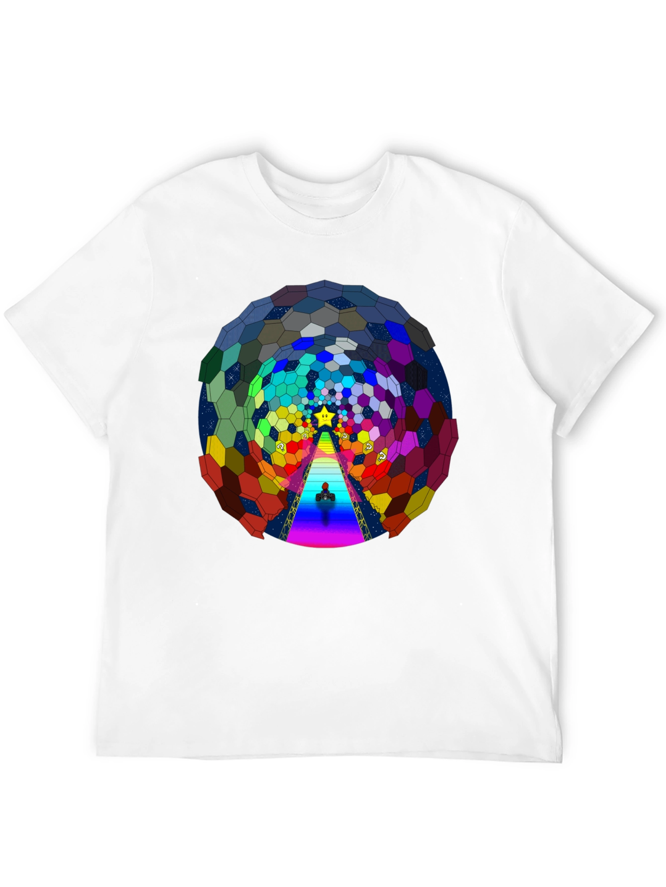 Psychedelic Hexagon Tunnel Black T-Shirt