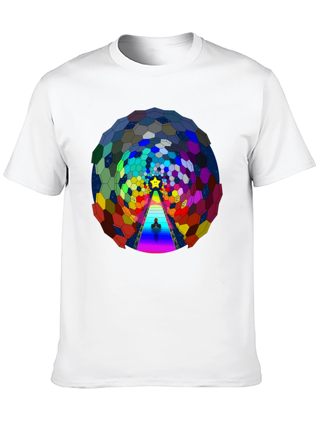 Psychedelic Hexagon Tunnel Black T-Shirt