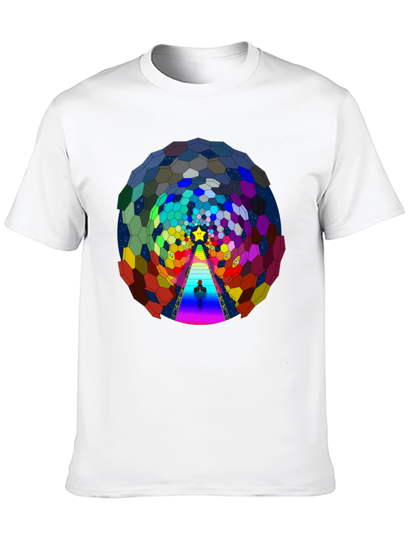 Psychedelic Hexagon Tunnel Black T-Shirt