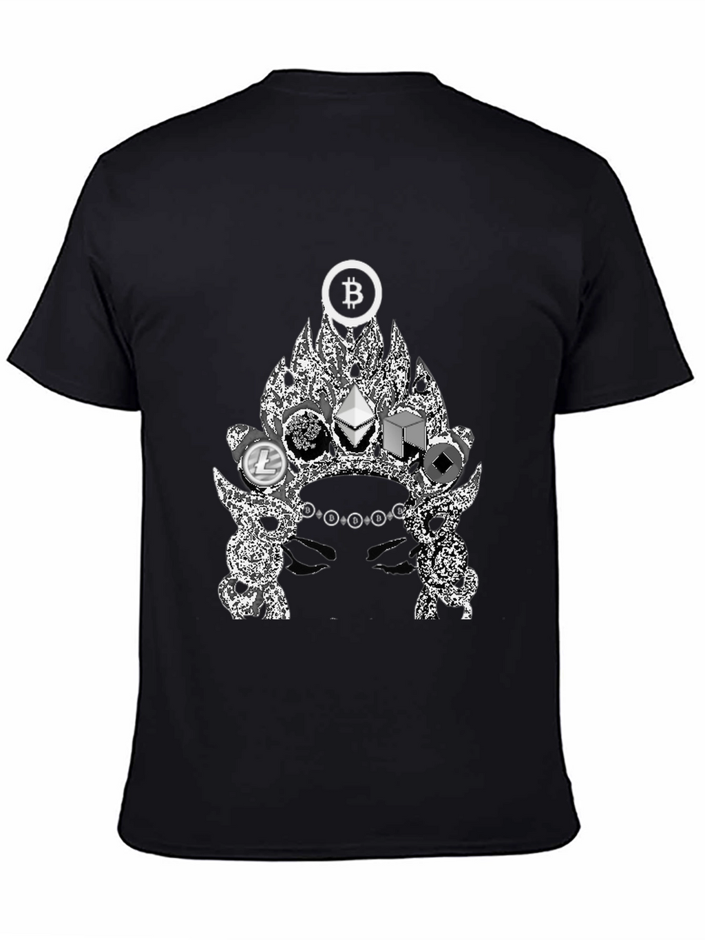 Crypto King Black T-Shirt - Bitcoin Ethereum Litecoin Design