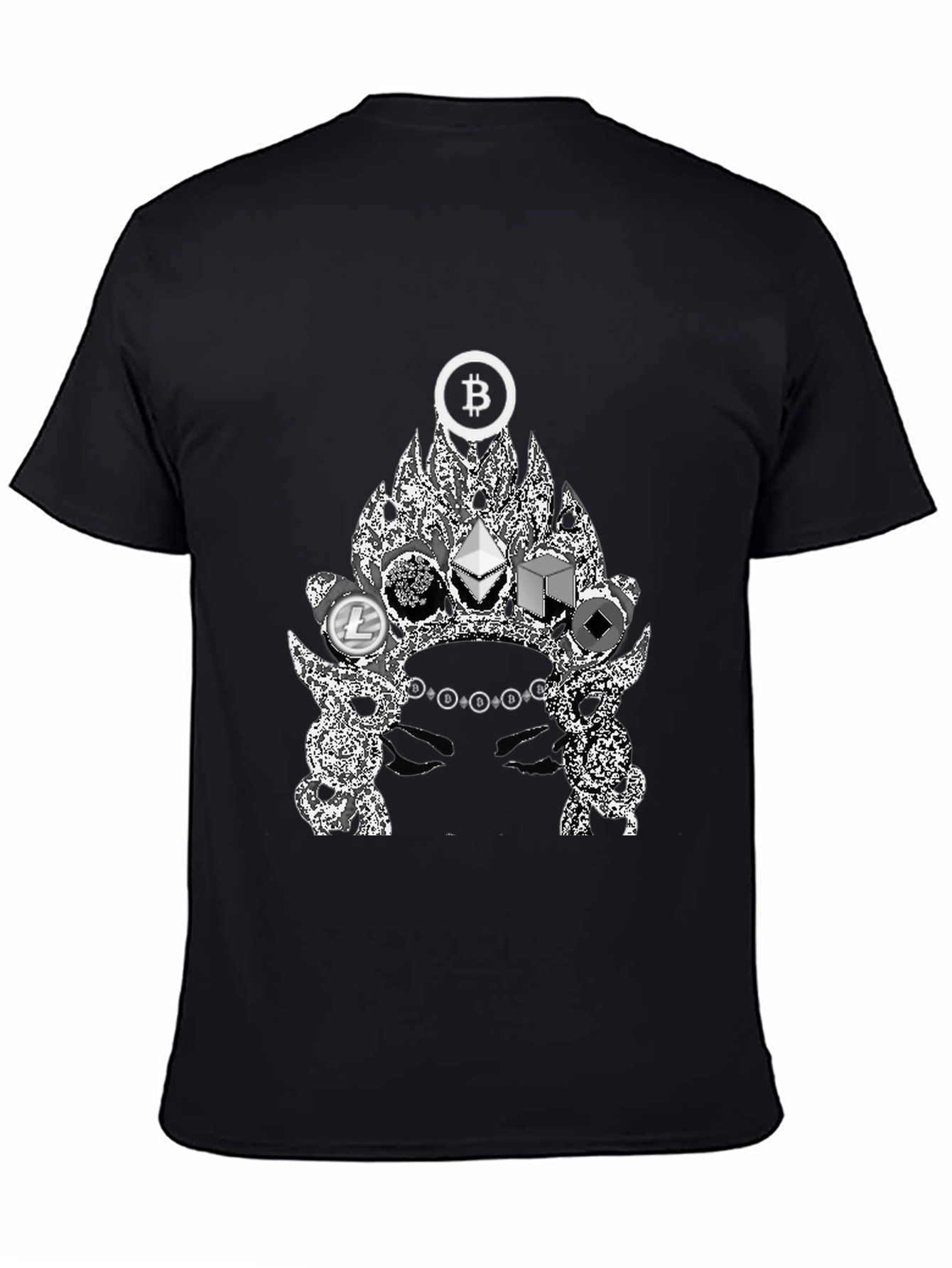 Crypto King Black T-Shirt - Bitcoin Ethereum Litecoin Design