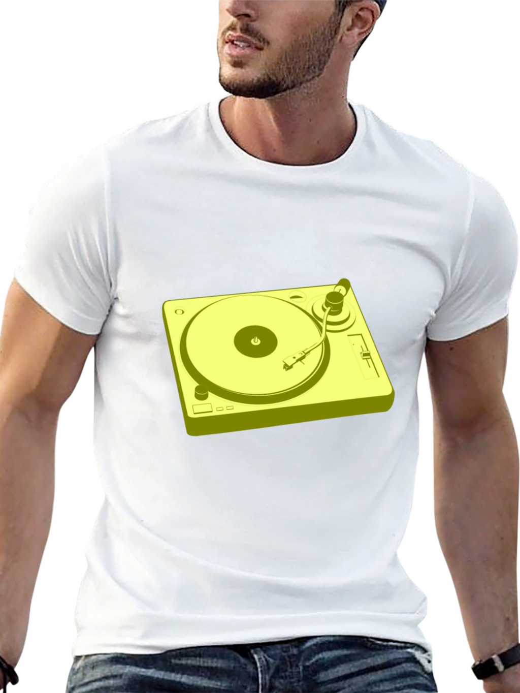 Retro Turntable Graphic T-Shirt - Black