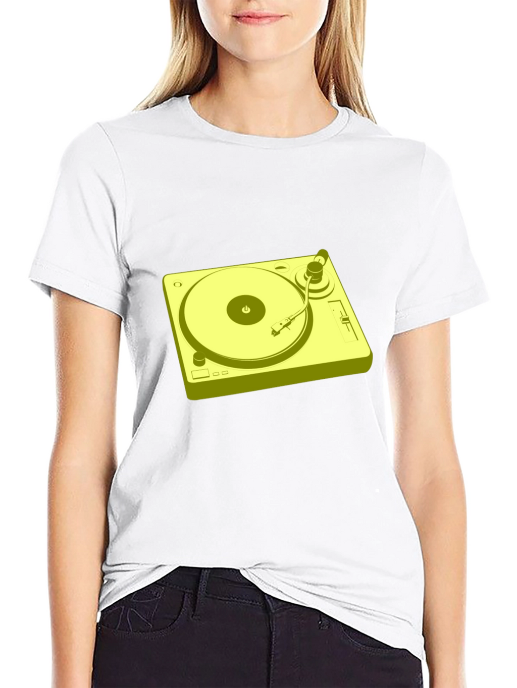 Retro Turntable Graphic T-Shirt - Black