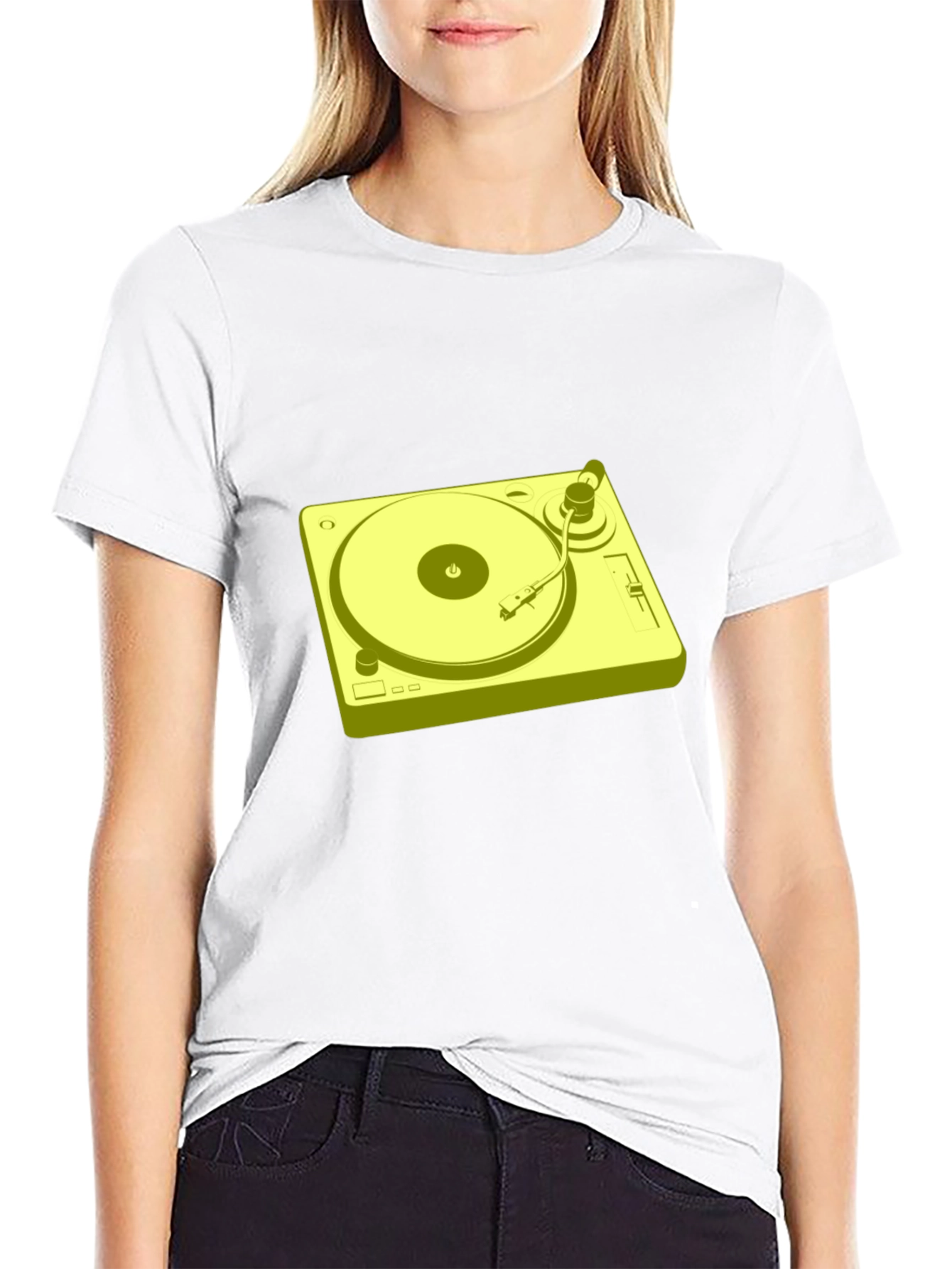 Retro Turntable Graphic T-Shirt - Black