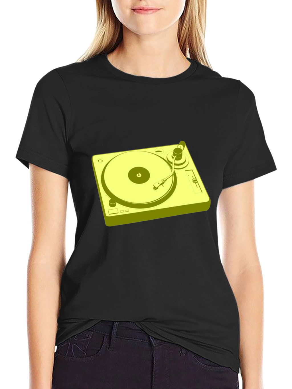 Retro Turntable Graphic T-Shirt - Black