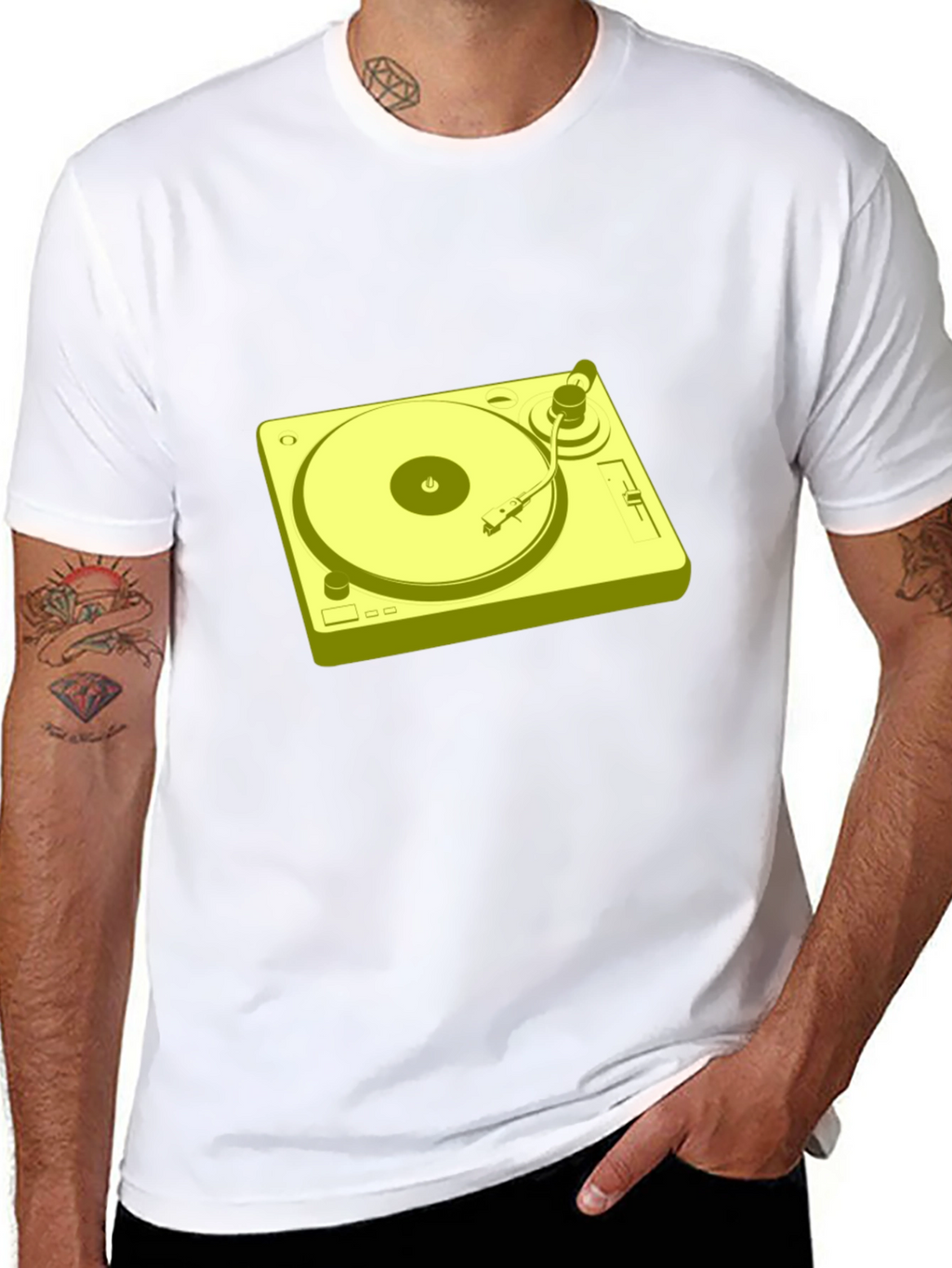 Retro Turntable Graphic T-Shirt - Black