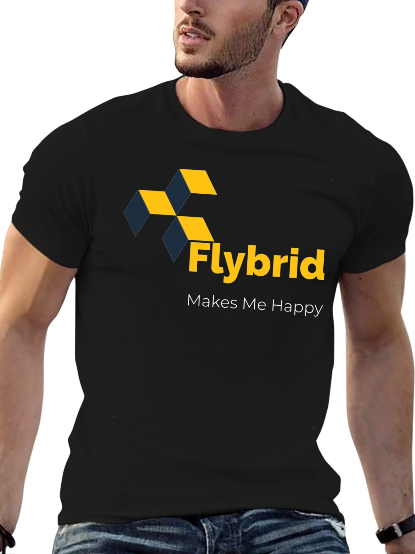 Flybrid Makes Me Happy Graphic Tee - Black