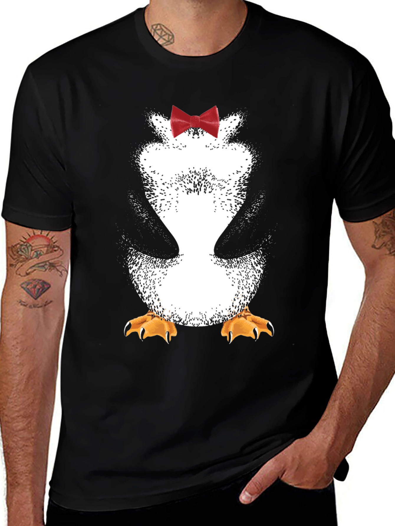 Penguin Bowtie Graphic Tee - Mens Novelty T-Shirt
