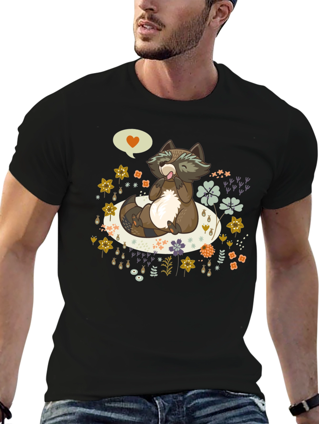 Raccoon Love T-Shirt - Cute Animal Graphic Tee