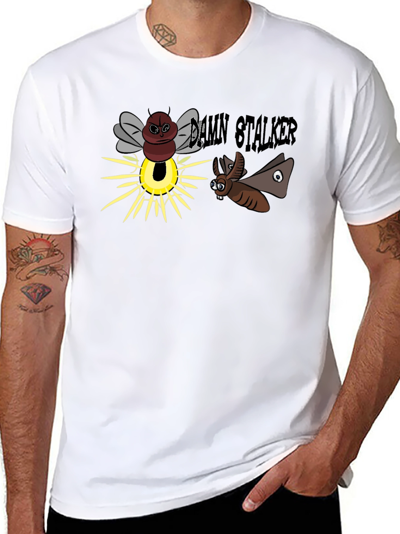 Damn Stalker Cartoon Graphic T-Shirt
