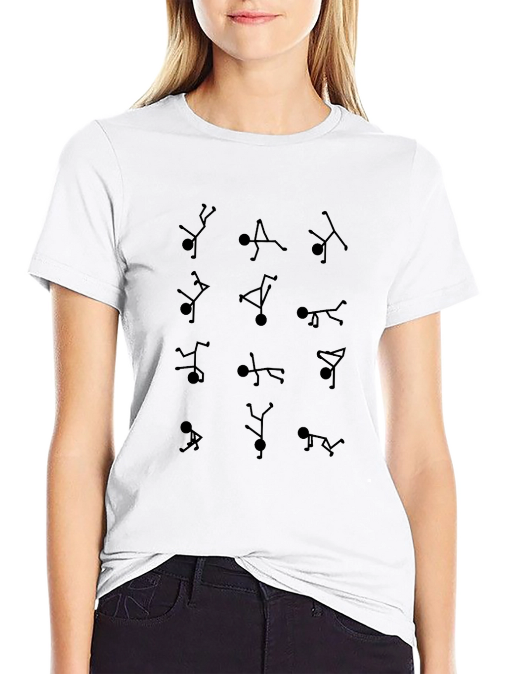 Stick Figure Pose Black T-Shirt