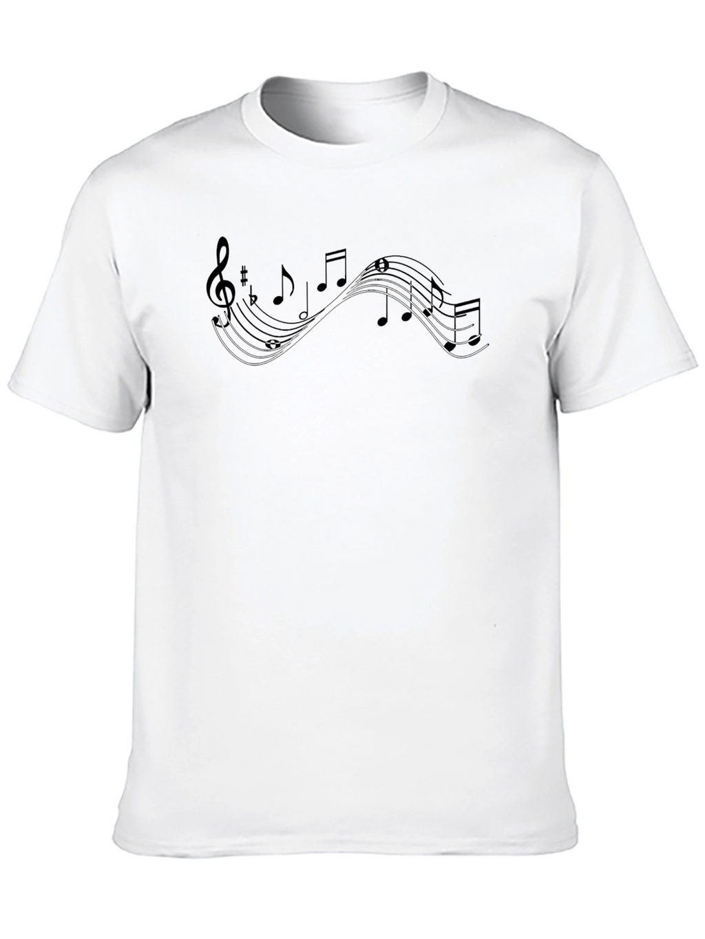 Musical Note Graphic Tee - Black Cotton Casual