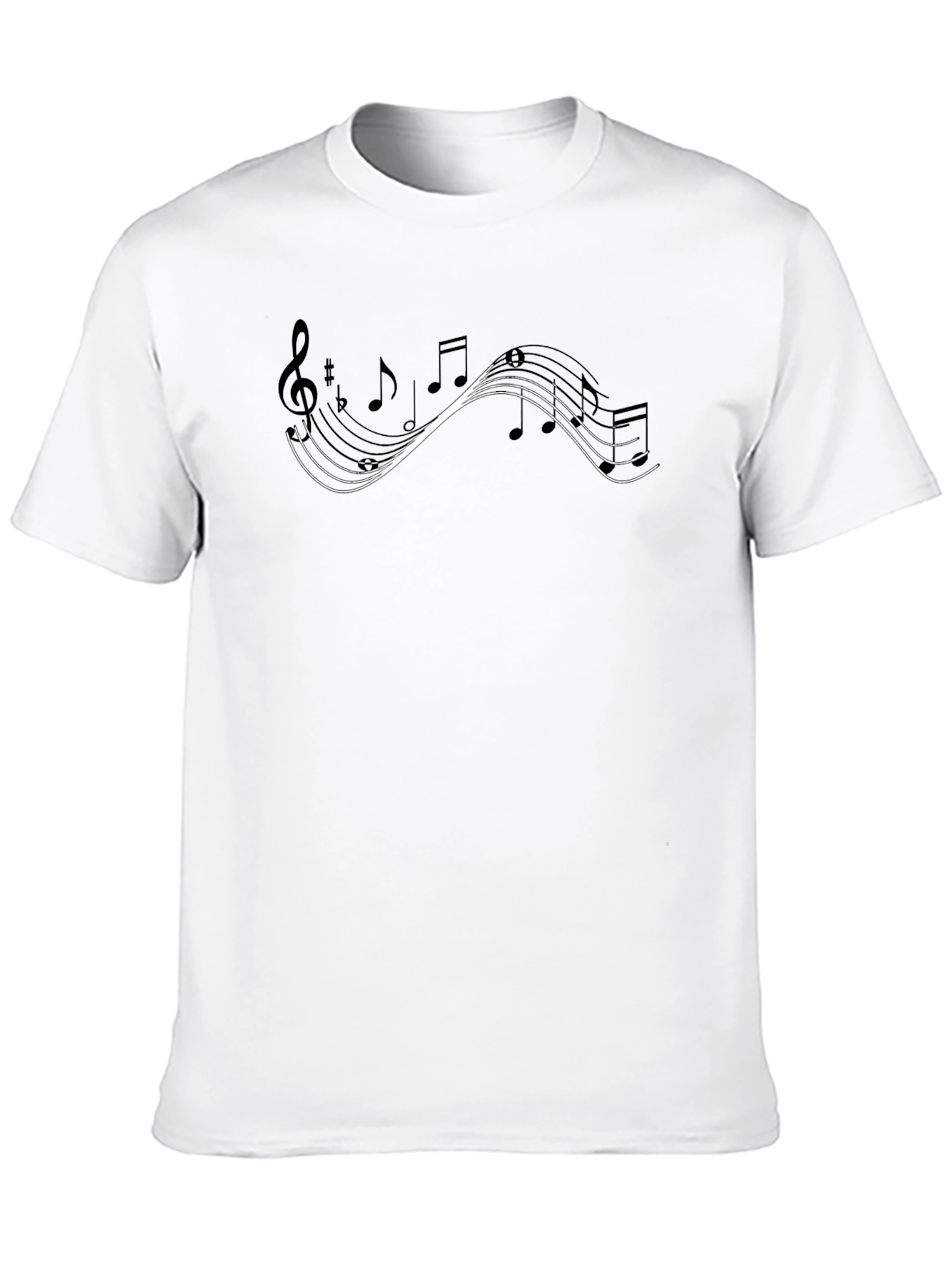 Musical Note Graphic Tee - Black Cotton Casual