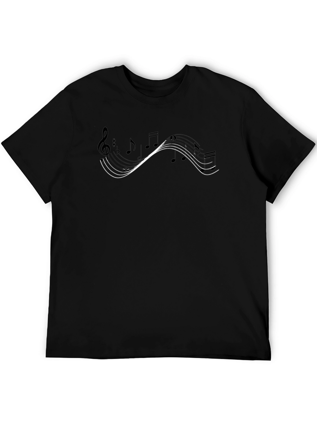 Musical Note Graphic Tee - Black Cotton Casual