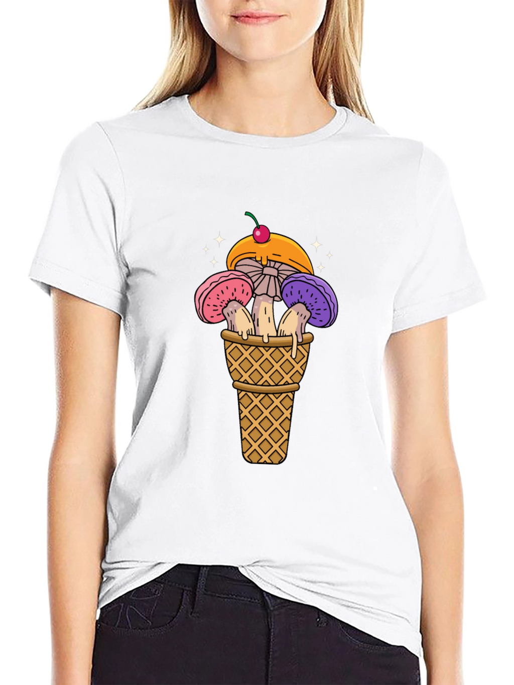 Mushroom Ice Cream Cone Graphic T-Shirt