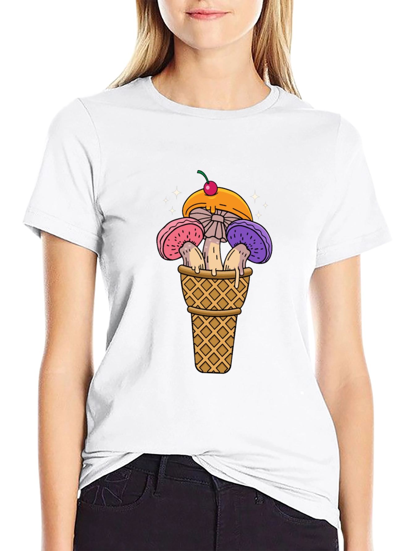 Mushroom Ice Cream Cone Graphic T-Shirt