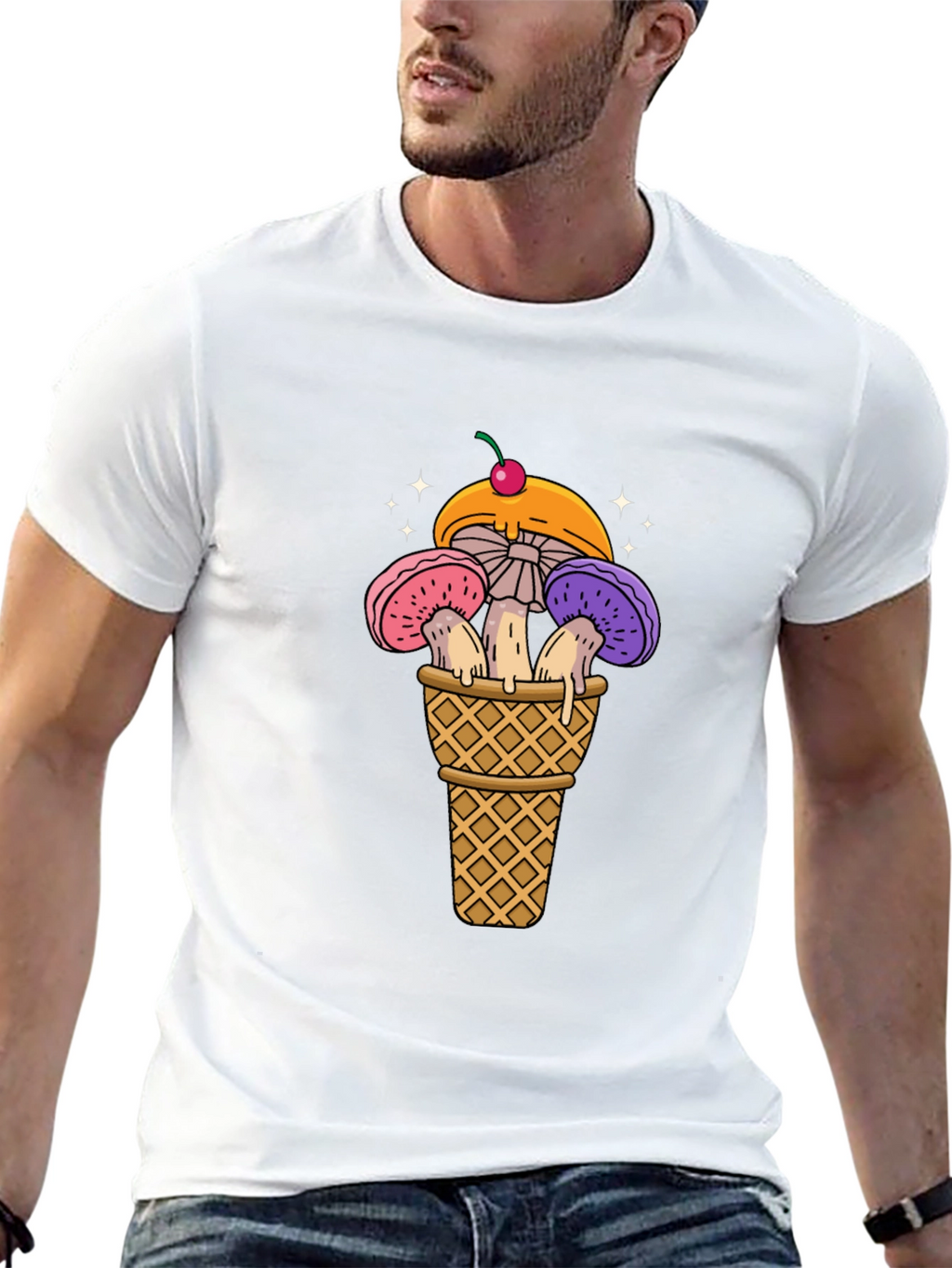 Mushroom Ice Cream Cone Graphic T-Shirt