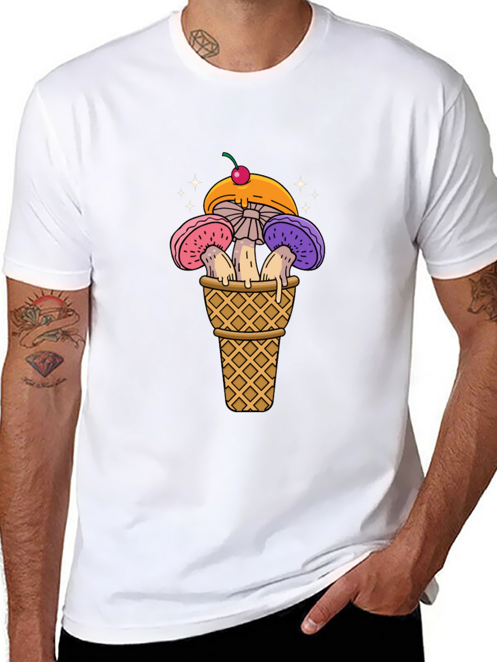 Mushroom Ice Cream Cone Graphic T-Shirt