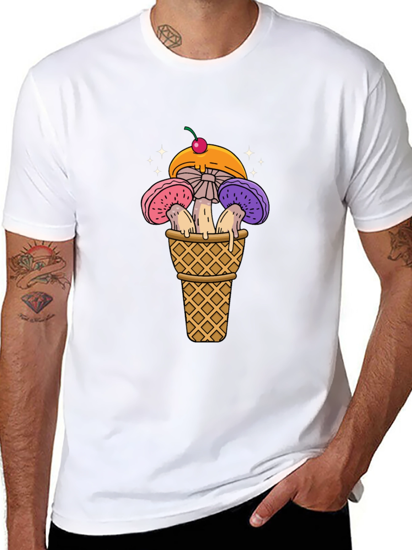 Mushroom Ice Cream Cone Graphic T-Shirt
