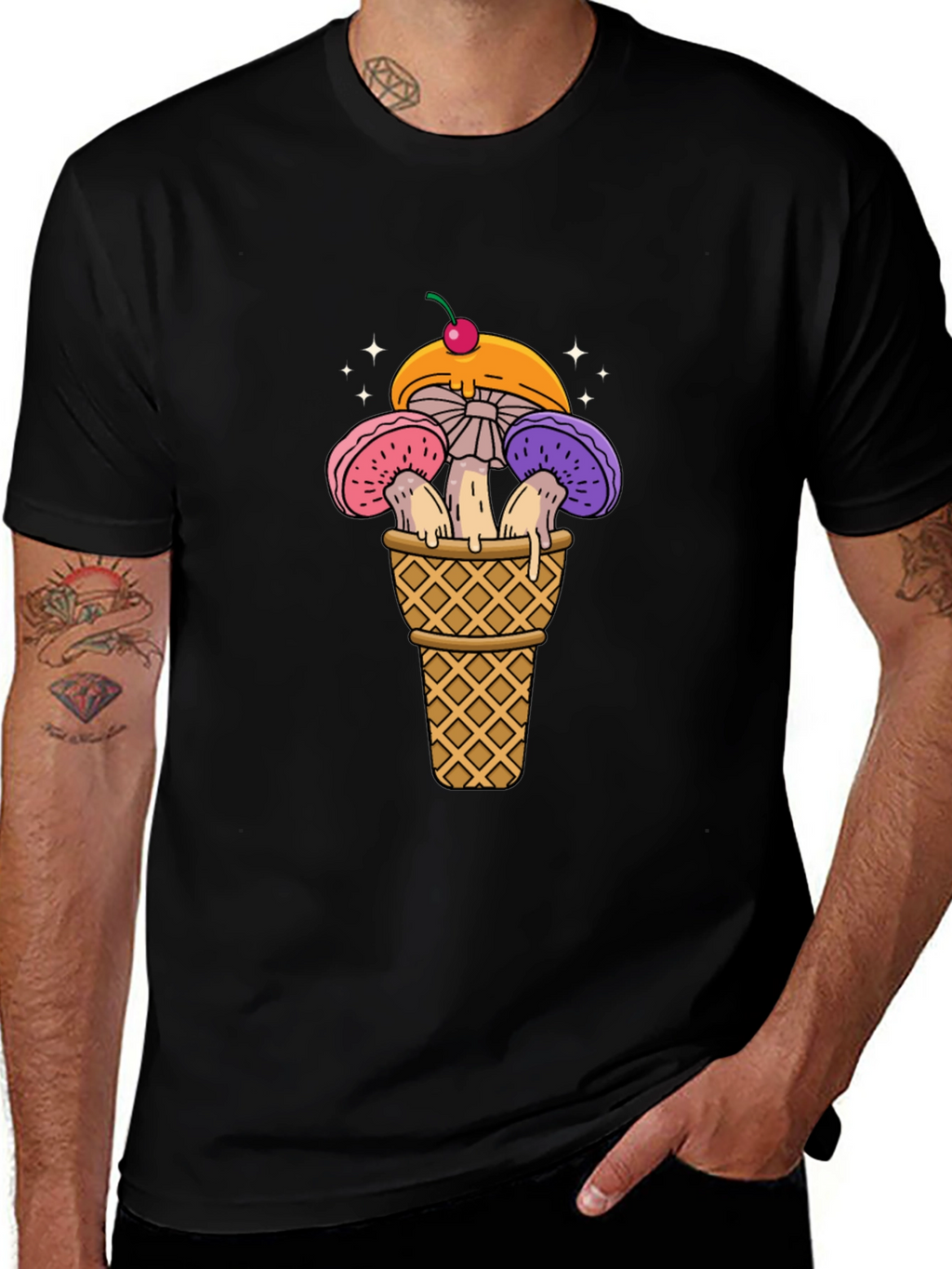 Mushroom Ice Cream Cone Graphic T-Shirt