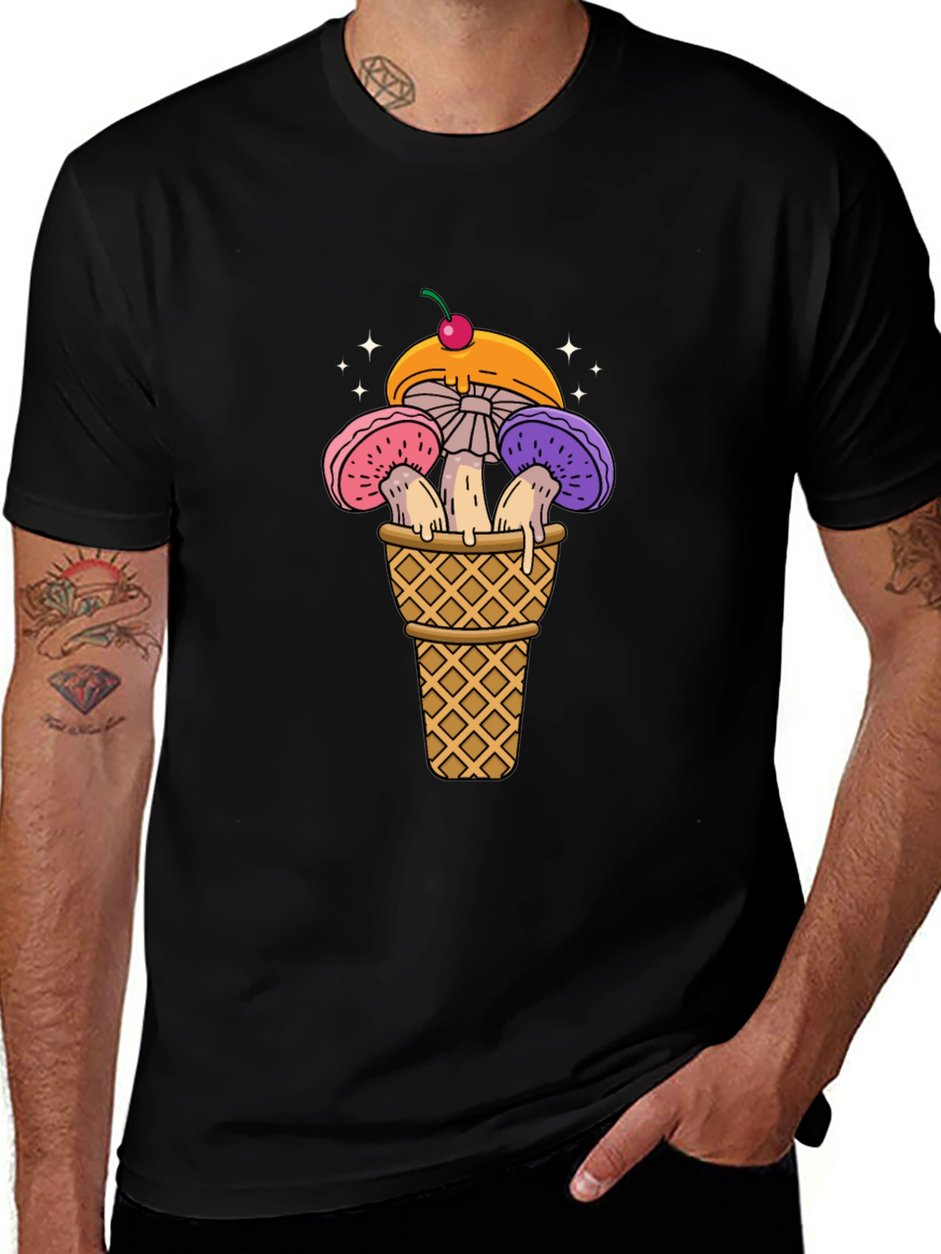 Mushroom Ice Cream Cone Graphic T-Shirt