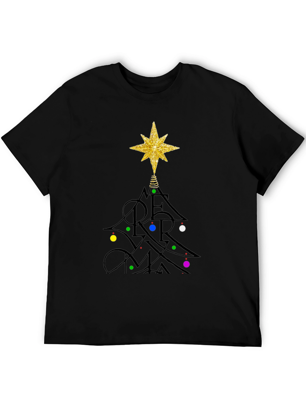 Festive Merry Christmas Tree Graphic T-Shirt