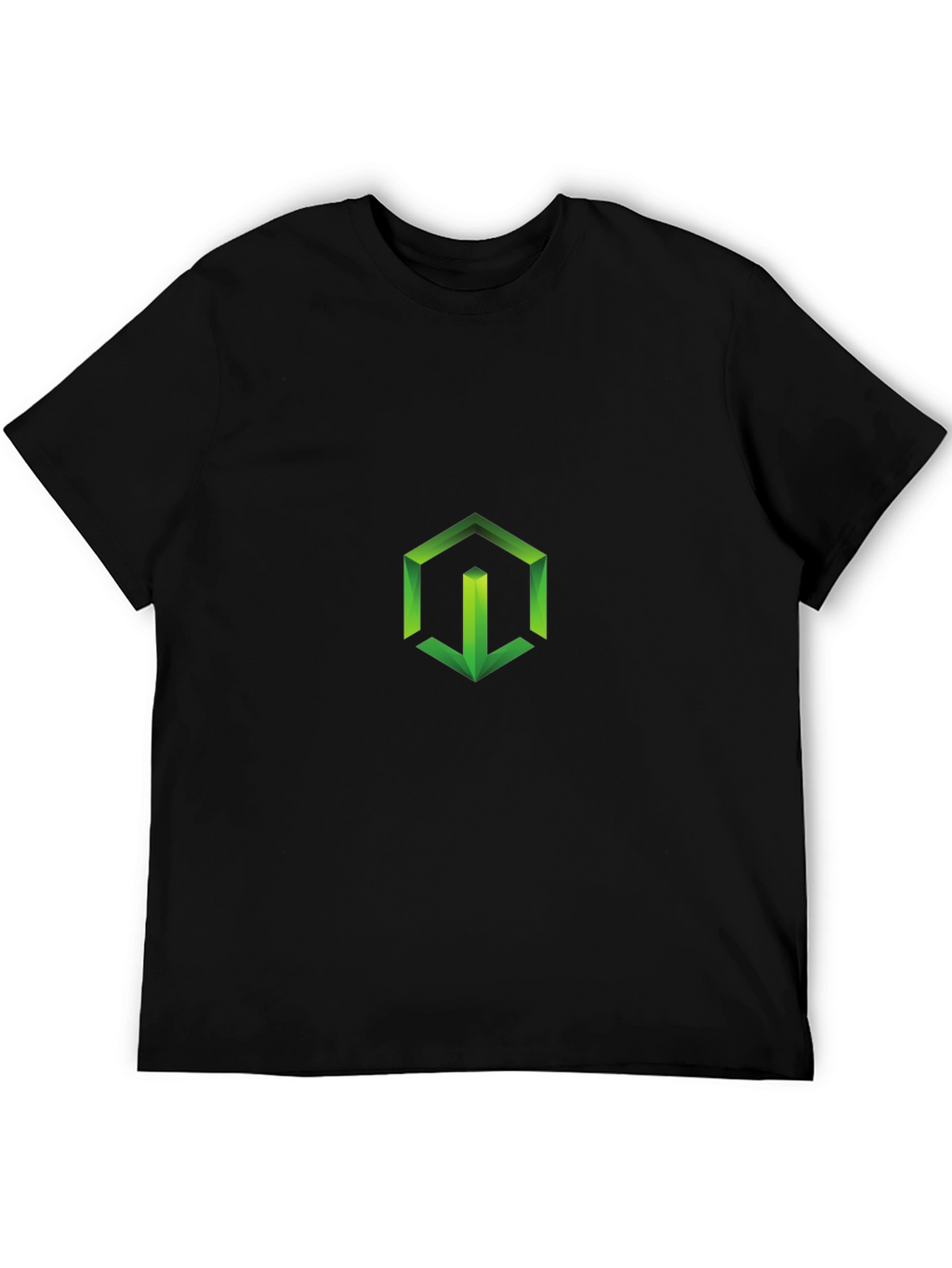 Geometric Green Logo Black T-Shirt