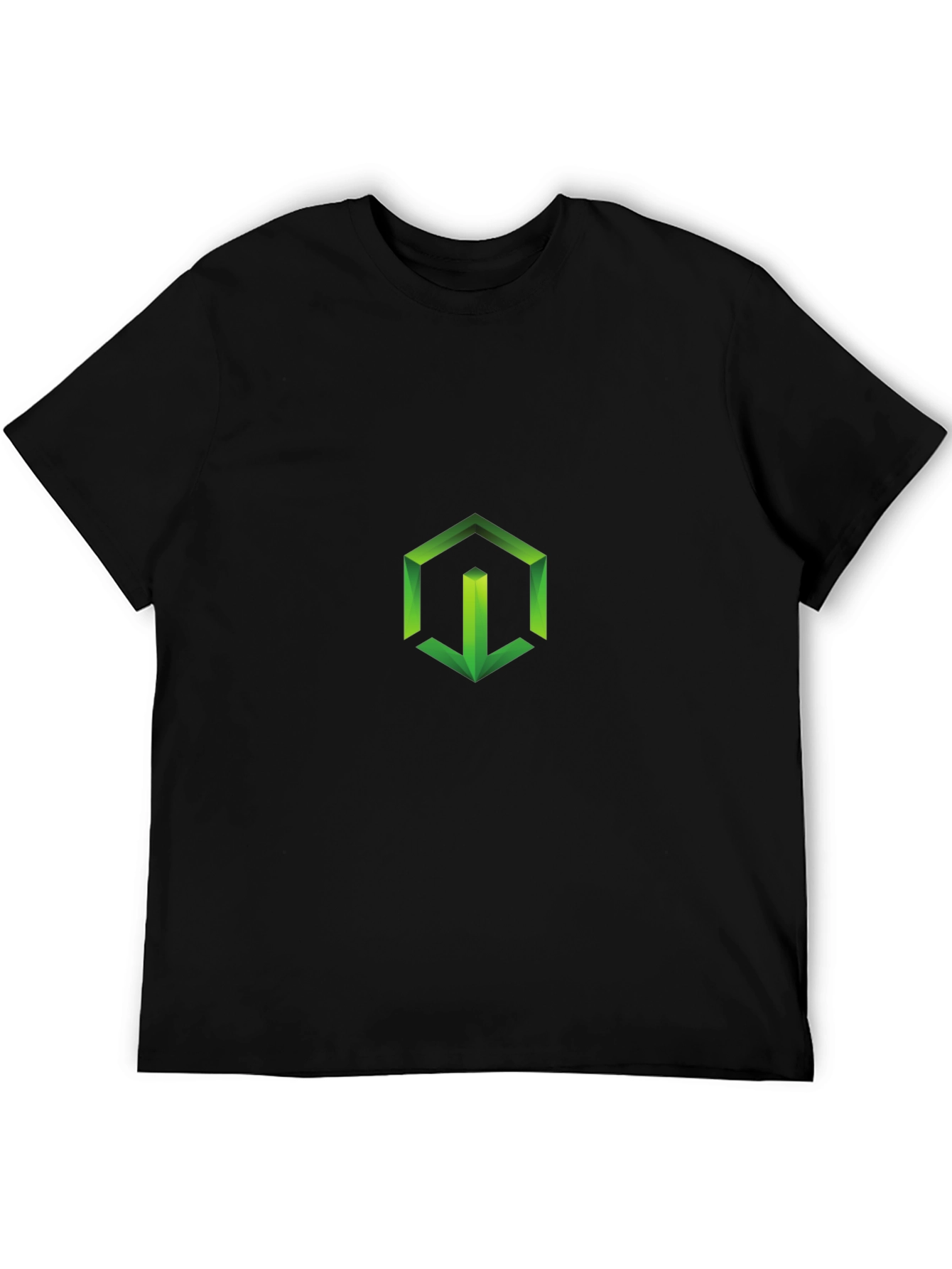 Geometric Green Logo Black T-Shirt