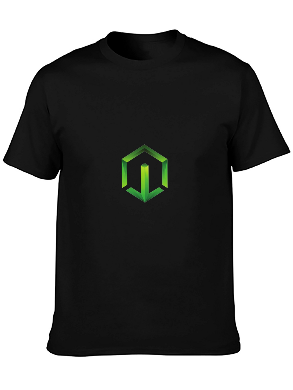 Geometric Green Logo Black T-Shirt