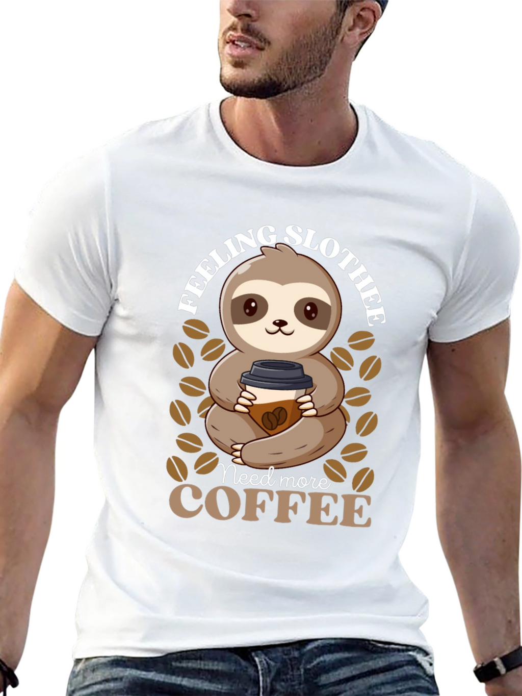 Feeling Slothee? Coffee Sloth Graphic T-Shirt