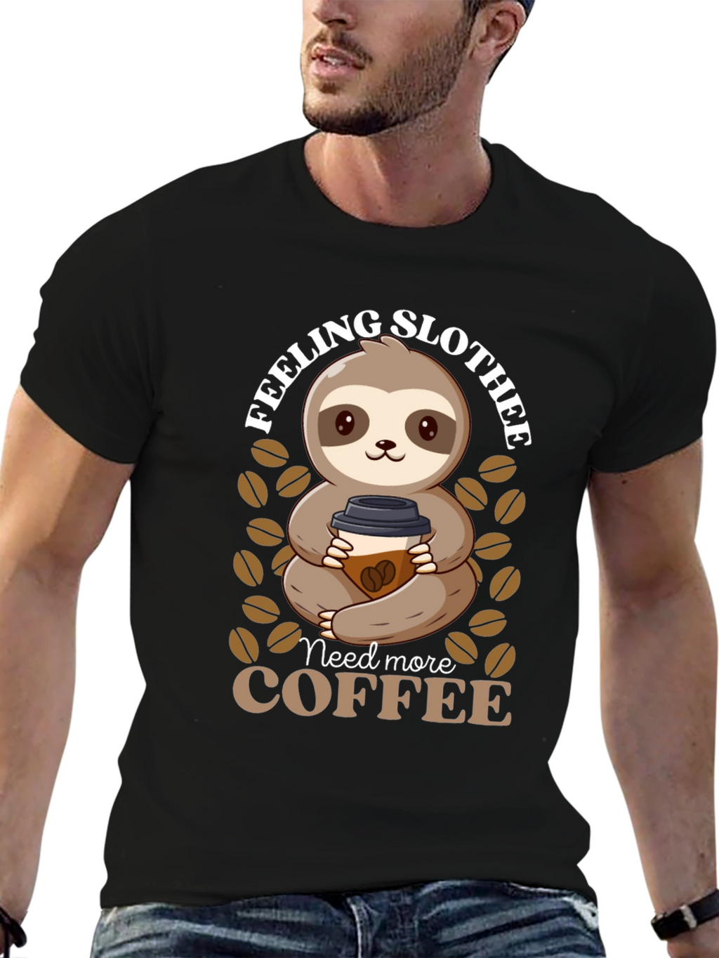 Feeling Slothee? Coffee Sloth Graphic T-Shirt