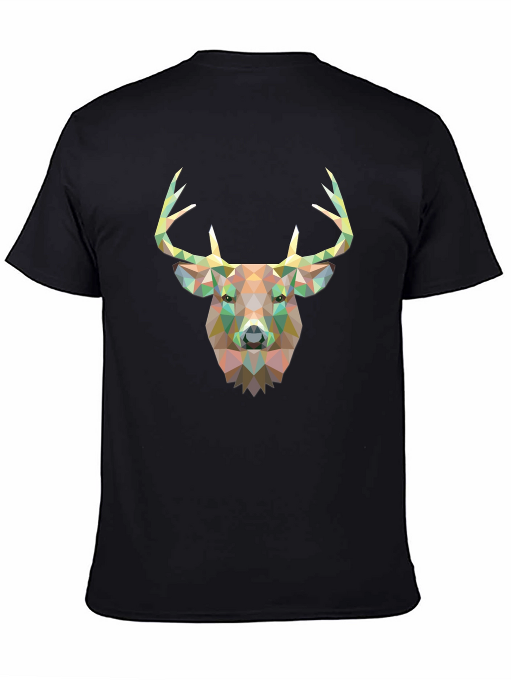 Geometric Deer Head Graphic T-Shirt - Black