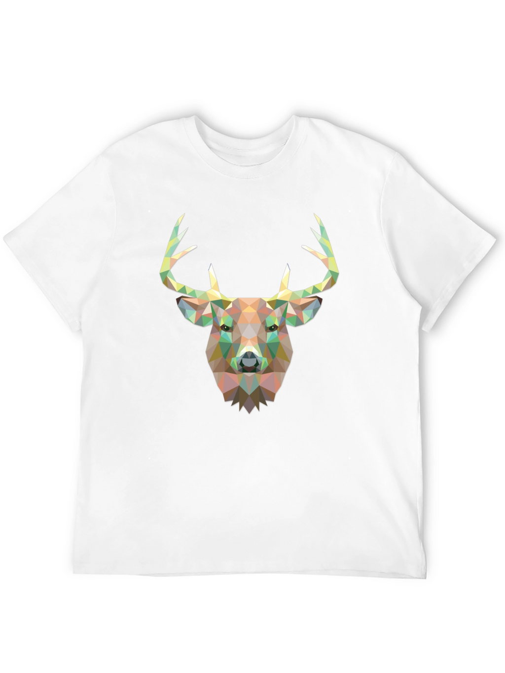 Geometric Deer Head Graphic T-Shirt - Black