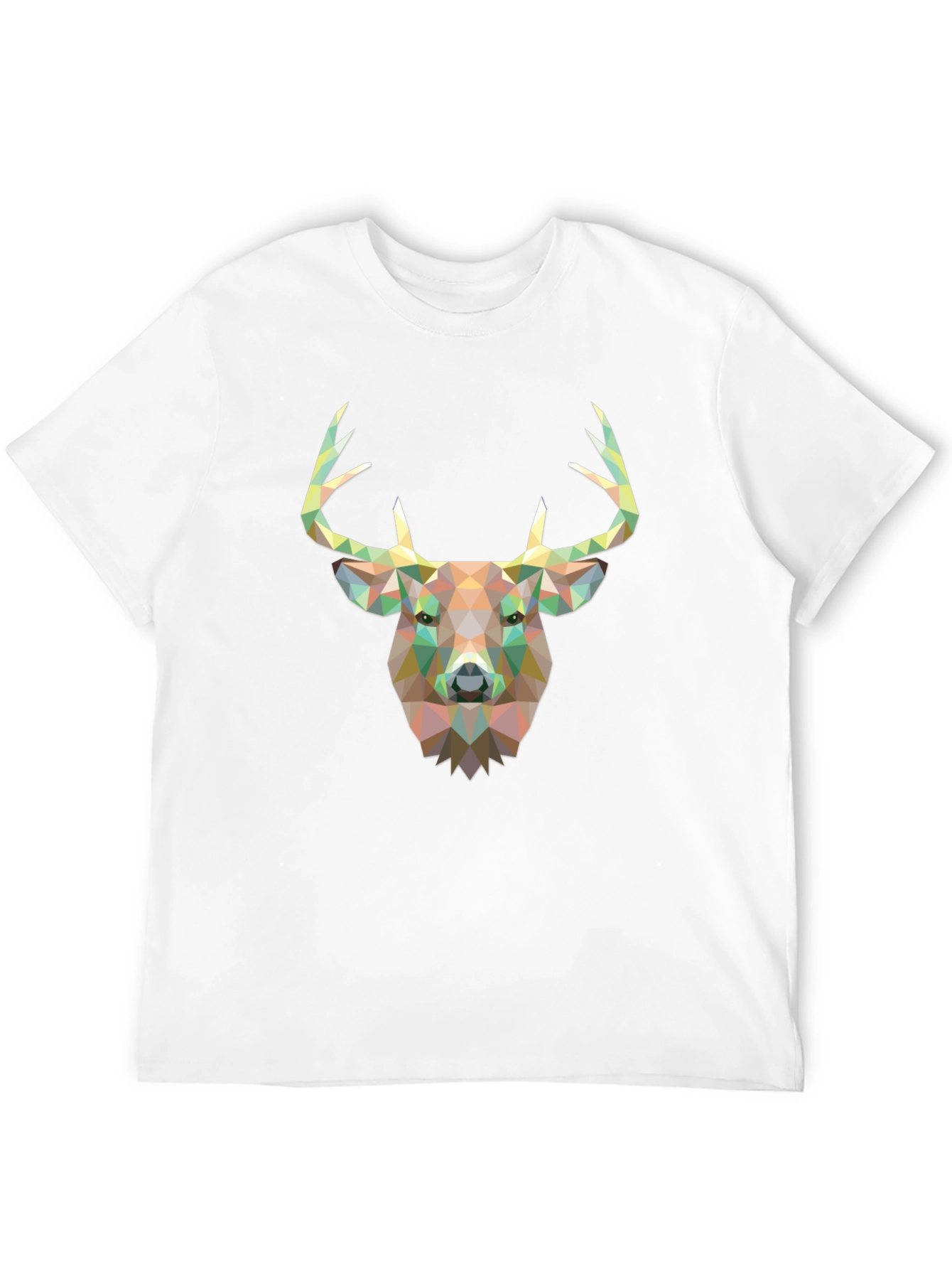 Geometric Deer Head Graphic T-Shirt - Black