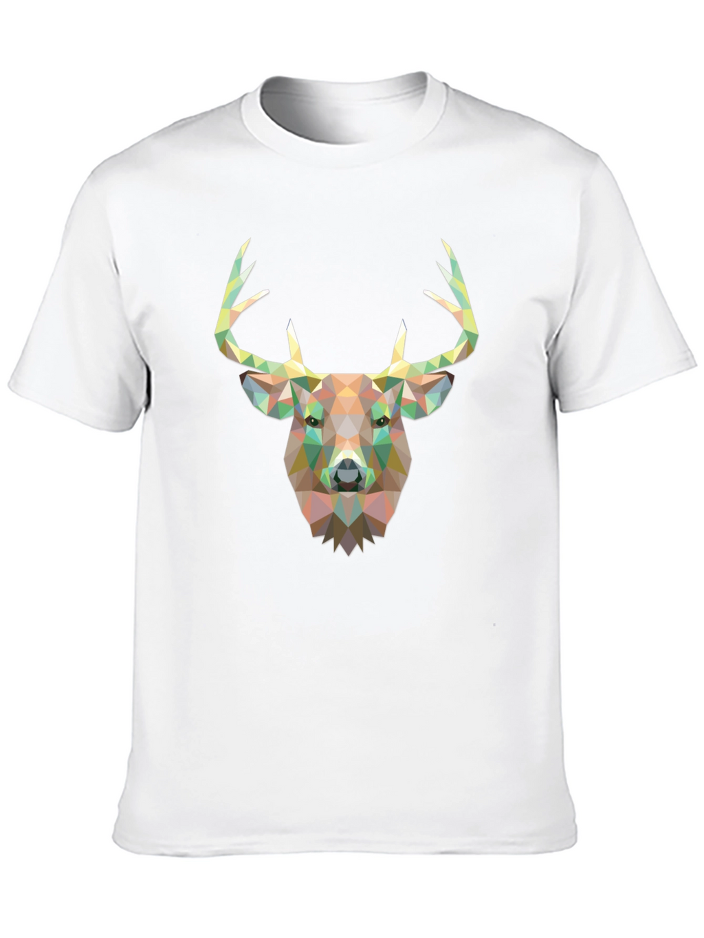 Geometric Deer Head Graphic T-Shirt - Black