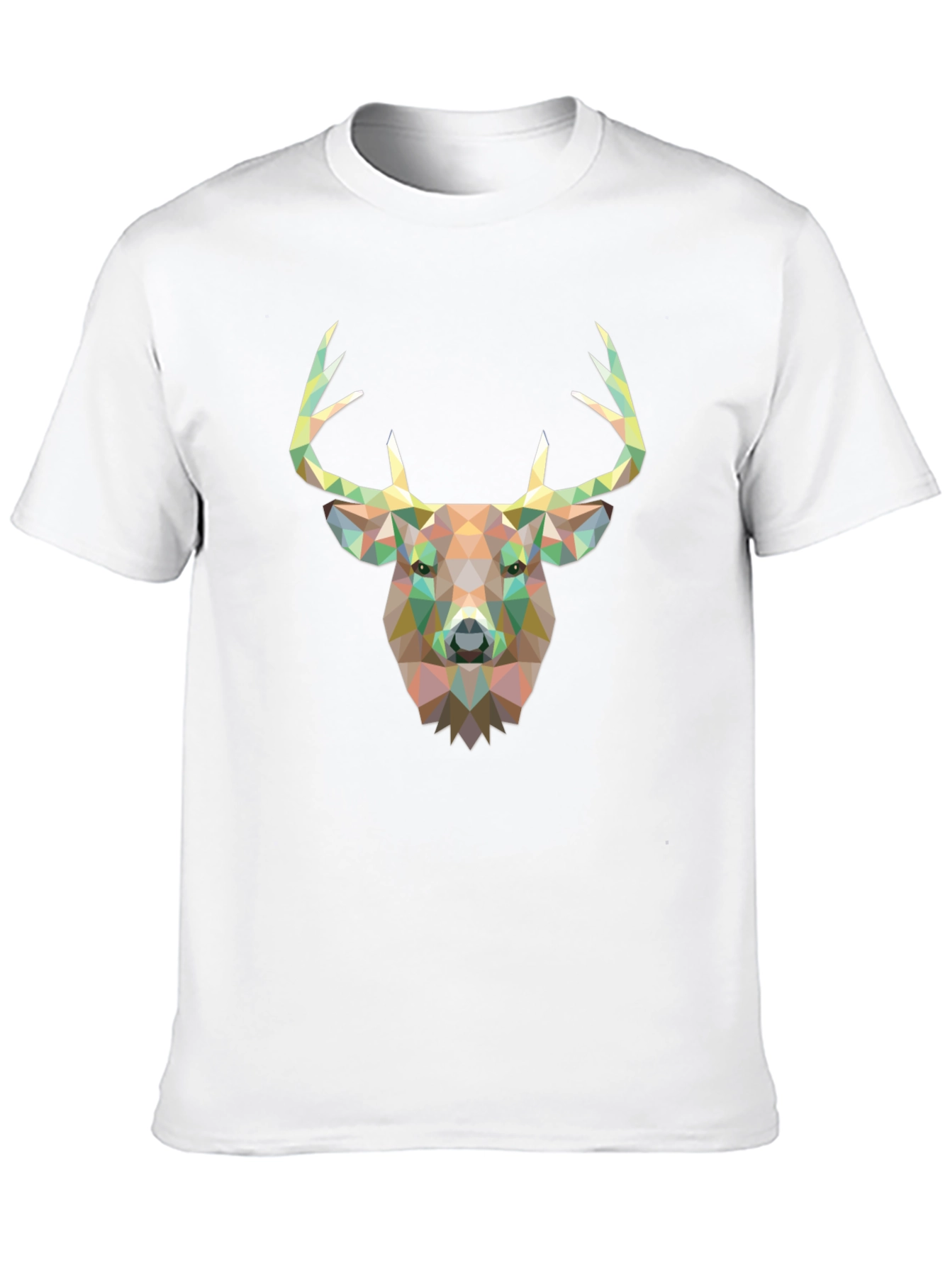 Geometric Deer Head Graphic T-Shirt - Black